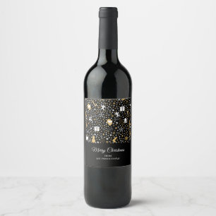 Étiquette Pour Bouteilles De Vin Pois de l'or Noir mignon Script fête de Noël