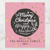 Étiquette Pour Bouteilles De Vin Pois d'or noir Noël & Nouvel An Script (Étiquettes simples)