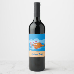 Étiquette Pour Bouteilles De Vin Poisson et appât en amour Vin Étiquette