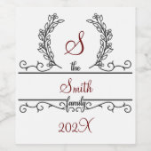 Étiquette Pour Bouteilles De Vin Police de caractères Monogram Family Name script F (Étiquettes simples)