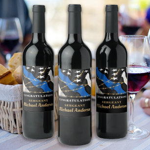 Étiquette Pour Bouteilles De Vin Police Party Retraite Blue Gold Félicitations