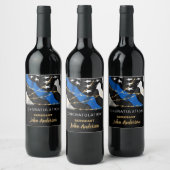 Étiquette Pour Bouteilles De Vin Policier Party Blue Gold Félicitations (Bouteilles)