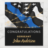 Étiquette Pour Bouteilles De Vin Policier Party Blue Gold Félicitations (Étiquettes simples)