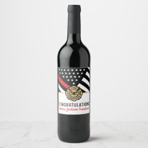 Étiquette Pour Bouteilles De Vin Pompier Retraite Ligne Rouge Flag Flaman