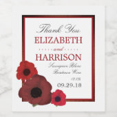 Étiquette Pour Bouteilles De Vin Poppies rouges et Mariage de Burlap (Étiquettes simples)