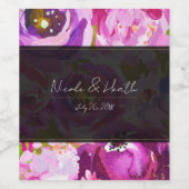 Étiquette Pour Bouteilles De Vin Pops de rose et violet vibrant Mariage floral (Étiquettes simples)