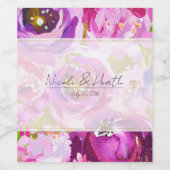 Étiquette Pour Bouteilles De Vin Pops de rose et violet vibrant Mariage floral (Étiquettes simples)