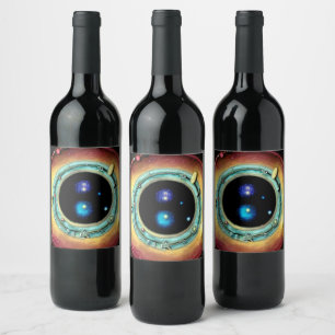 Étiquette Pour Bouteilles De Vin Portail spatial profond