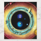 Étiquette Pour Bouteilles De Vin Portail spatial profond (Étiquettes simples)