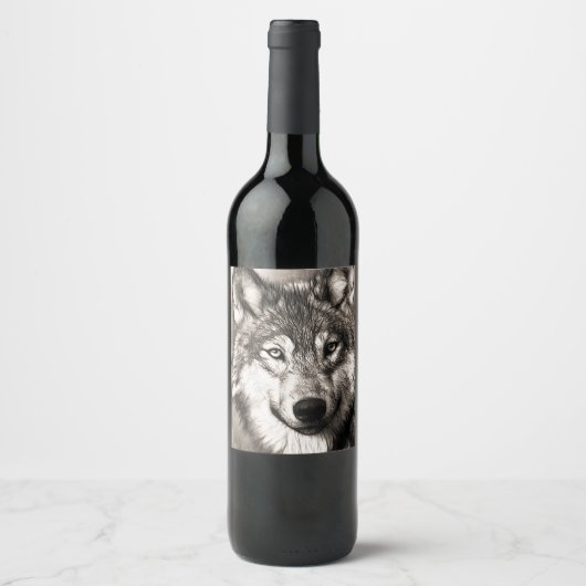 Étiquette Pour Bouteilles De Vin Portrait de loup (Devant)