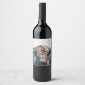 Étiquette Pour Bouteilles De Vin Portrait de vache Highland (Devant)