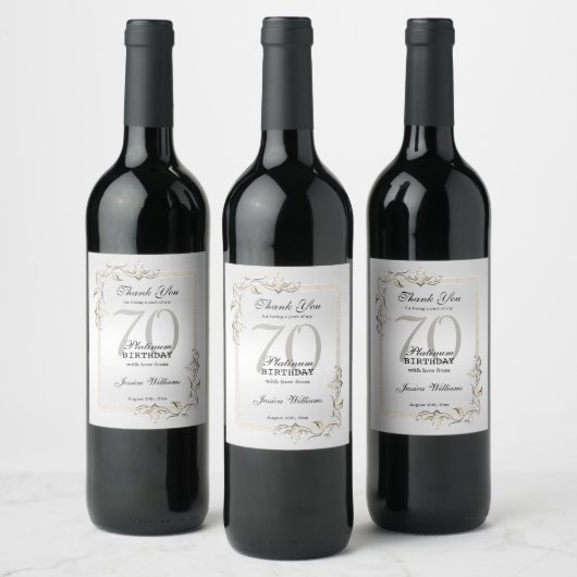 Étiquette Pour Bouteilles De Vin Posh 70e anniversaire Platinum (Bouteilles)