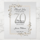 Étiquette Pour Bouteilles De Vin Posh 70e anniversaire Platinum (Étiquettes simples)
