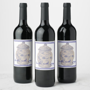 Étiquette Pour Bouteilles De Vin Pot à gingembre peint à la main