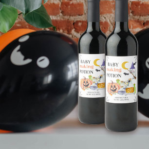 Étiquette Pour Bouteilles De Vin Potion de fabrication de bébé Halloween Baby Showe