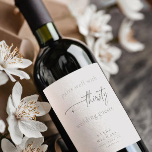 Étiquette Pour Bouteilles De Vin Poudre d'Humour Mariage neutre chic ID1020