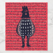 Étiquette Pour Bouteilles De Vin Poulet Linocut (Étiquettes simples)