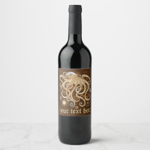 Étiquette Pour Bouteilles De Vin Poulpe Steampunk Rétro Fantastique Mécanique