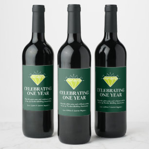Étiquette Pour Bouteilles De Vin Premier anniversaire mariage peridot vert faveur