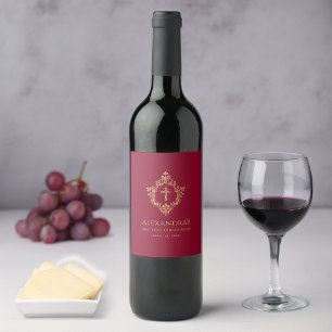 Étiquette Pour Bouteilles De Vin Première communion de fille Vintage Bourgogne Gold