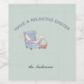 Étiquette Pour Bouteilles De Vin Prenez un lapin de Pâques dans un fauteuil (Étiquettes simples)