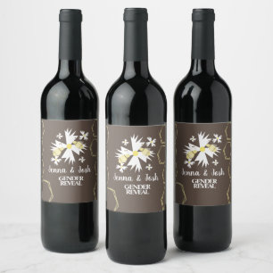 Étiquette Pour Bouteilles De Vin Pretty Bee Florale Botanique Fleur Jaune Blanche M