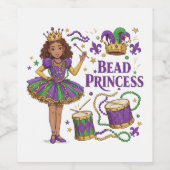 Étiquette Pour Bouteilles De Vin Princesse de Perles - Mardi Gras (Étiquettes simples)