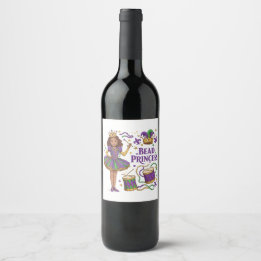 Étiquette Pour Bouteilles De Vin Princesse de Perles - Mardi Gras