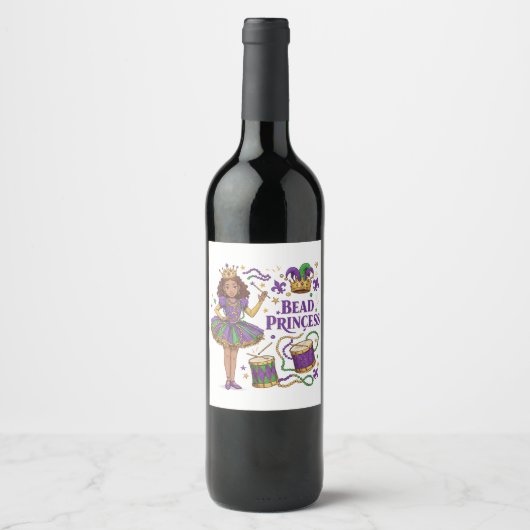 Étiquette Pour Bouteilles De Vin Princesse de Perles - Mardi Gras (Devant)
