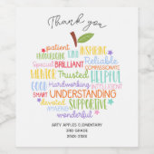 Étiquette Pour Bouteilles De Vin professeur merci mot de retraite art apple (Étiquettes simples)