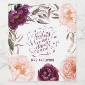 Étiquette Pour Bouteilles De Vin professeur mignon rose floral élégant (Étiquettes simples)