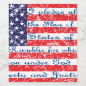 Étiquette Pour Bouteilles De Vin Promesse d'allégeance au drapeau américain (Étiquettes simples)