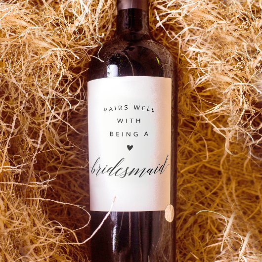 Étiquette Pour Bouteilles De Vin Proposition Bridesmaid Calligraphie noire moderne