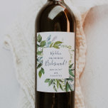 Étiquette Pour Bouteilles De Vin Proposition d'aide d'été pour les femmes d'affaire<br><div class="desc">Ce étiquette à vin de la carte de la femme de chambre d'été est parfait pour un élégant mariage du milieu de l'été. Le design botanique présente un agencement luxuriant d'eucalyptus couleur aquarelle peint, de verdure et de feuilles verts avec de subtils ressorts de fleurs roses rousses. Customisez le étiquette...</div>