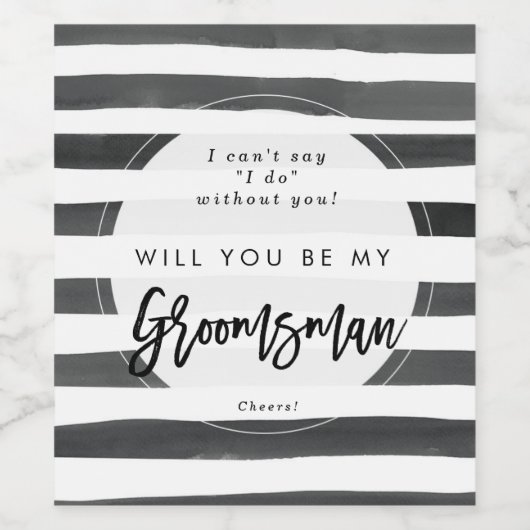 Étiquette Pour Bouteilles De Vin proposition de toiletteur à rayures blanches noire (Étiquettes simples)