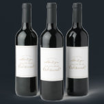 Étiquette Pour Bouteilles De Vin Proposition minimaliste d'aide-mémoire en or<br><div class="desc">Ce étiquette à vin minimaliste de la carte mère en or est parfait pour un mariage simple. Le design romantique moderne présente une typographie classique d'or et de blanc associée à une calligraphie rustique mais élégante avec un style vintage lettré à la main. Personnalisable dans n'importe quelle couleur. Gardez le...</div>