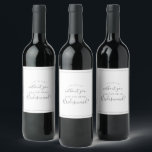 Étiquette Pour Bouteilles De Vin Proposition minimaliste de serveuse d'argent Étiqu<br><div class="desc">Ce étiquette de vin minimaliste de la serveuse d'argent est parfait pour un mariage simple. Le design romantique moderne présente une typographie gris argenté et blanc classique associée à une calligraphie rustique mais élégante avec un style vintage lettré à la main. Personnalisable dans n'importe quelle couleur. Gardez le design simple...</div>