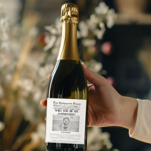 Étiquette Pour Bouteilles De Vin Proposition moderne Godparent Journal Baptême