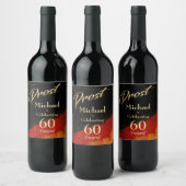 Étiquette Pour Bouteilles De Vin Prost Black, Red & Gold 60e anniversaire (Bouteilles)