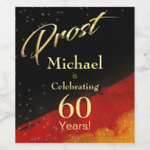 Étiquette Pour Bouteilles De Vin Prost Black, Red & Gold 60e anniversaire (Étiquettes simples)