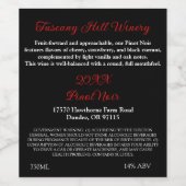 Étiquette Pour Bouteilles De Vin Provencale Noir Rouge moderne Adresses Description (Étiquettes simples)