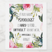 Étiquette Pour Bouteilles De Vin Psychologue Appréciation Merci Adieu Cadeau (Étiquettes simples)