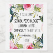 Étiquette Pour Bouteilles De Vin Psychologue scolaire Décor de bureau Appréciation  (Étiquettes simples)