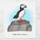 Étiquette Pour Bouteilles De Vin Puffin à main fine (Étiquettes simples)