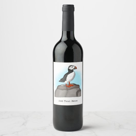 Étiquette Pour Bouteilles De Vin Puffin à main fine (Devant)