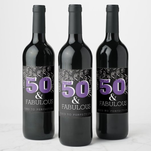 Étiquette Pour Bouteilles De Vin Purple 50 Fabuleux | Joyeux 50e anniversaire (Bouteilles)