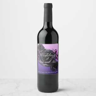 Étiquette Pour Bouteilles De Vin Purple Black Rose Moderne Goth Aquarelle