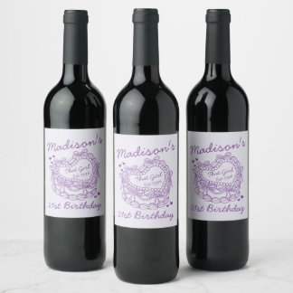 Étiquette Pour Bouteilles De Vin Purple Cette Fille Coeur Coquette Gâteau Anniversa