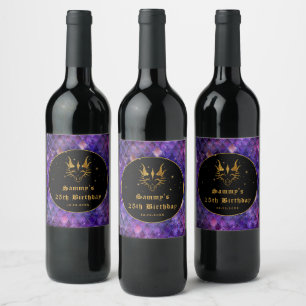 Étiquette Pour Bouteilles De Vin Purple Dragon Scales Gold Faux Parties scintillant