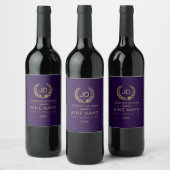 Étiquette Pour Bouteilles De Vin Purple et Gold Laurel Wreath Joyeux anniversaire (Bouteilles)